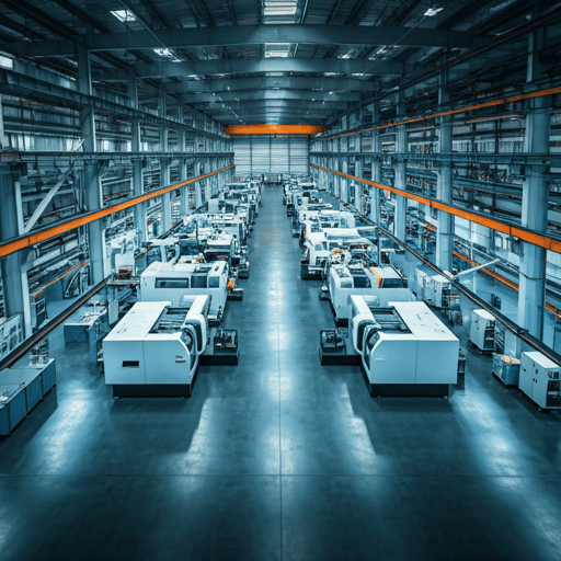 Metal forming machines inside a modern production facility